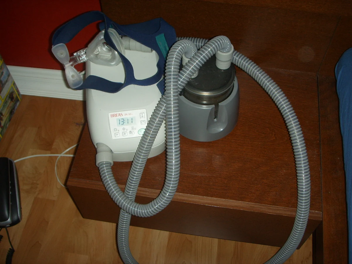 A CPAP device used to support breathing during sleep